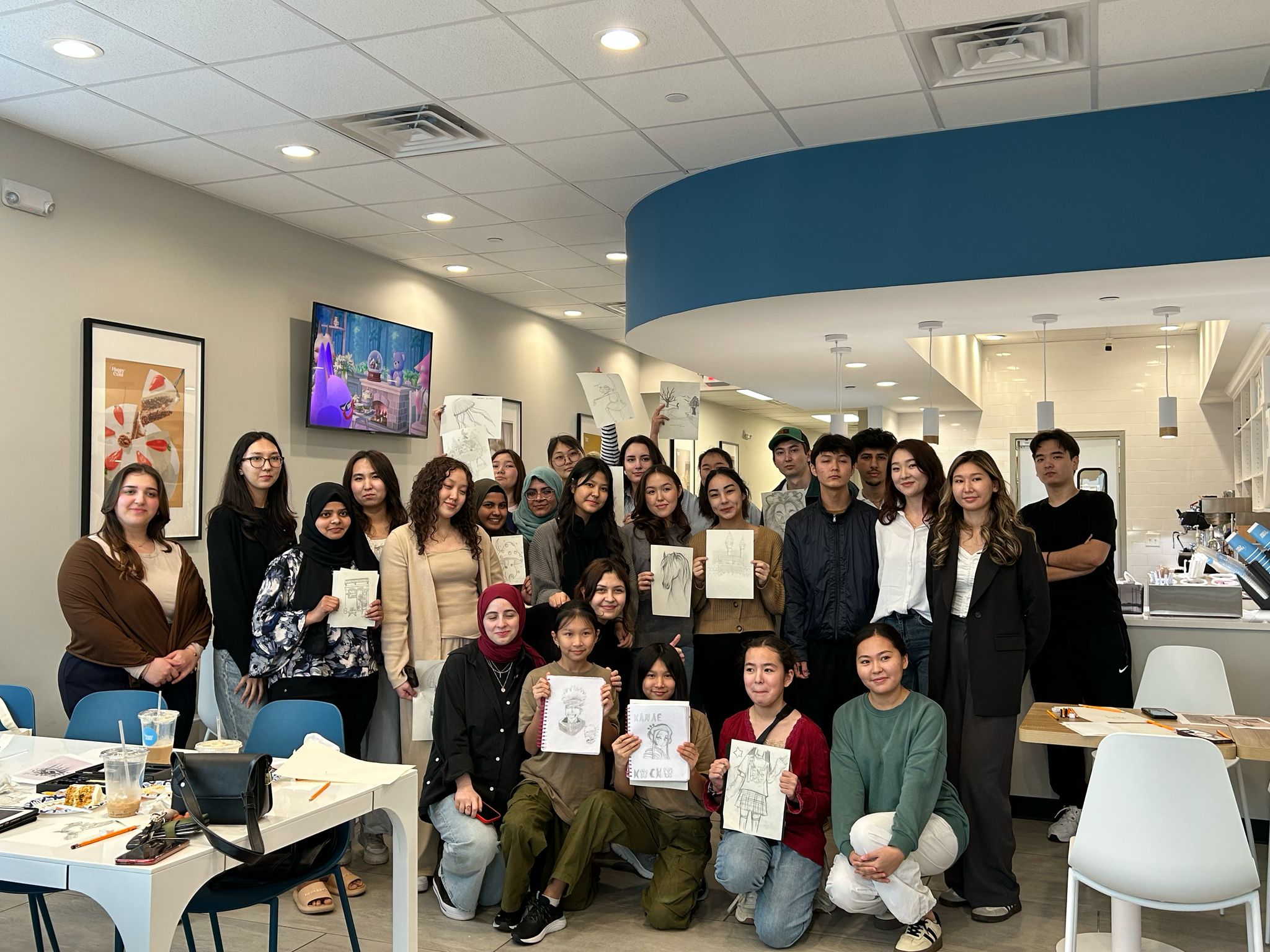 Art Club drawing workshop group photo