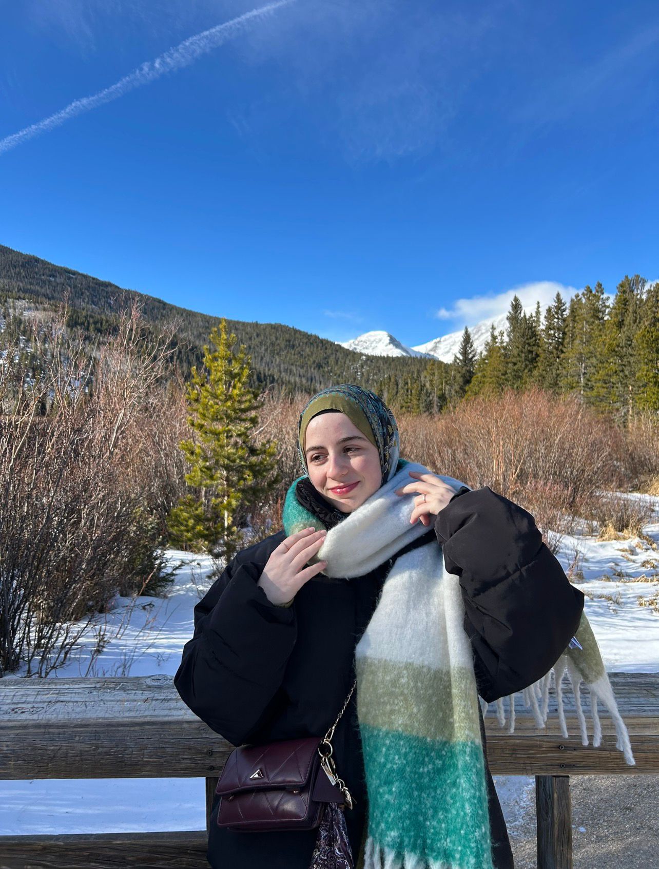 Portrait in snowy mountains